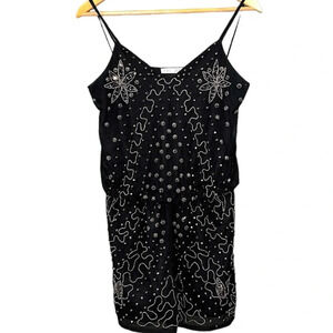 Dex Beaded Spaghetti Strap Romper Sparkle Detail Party Romper Size Small